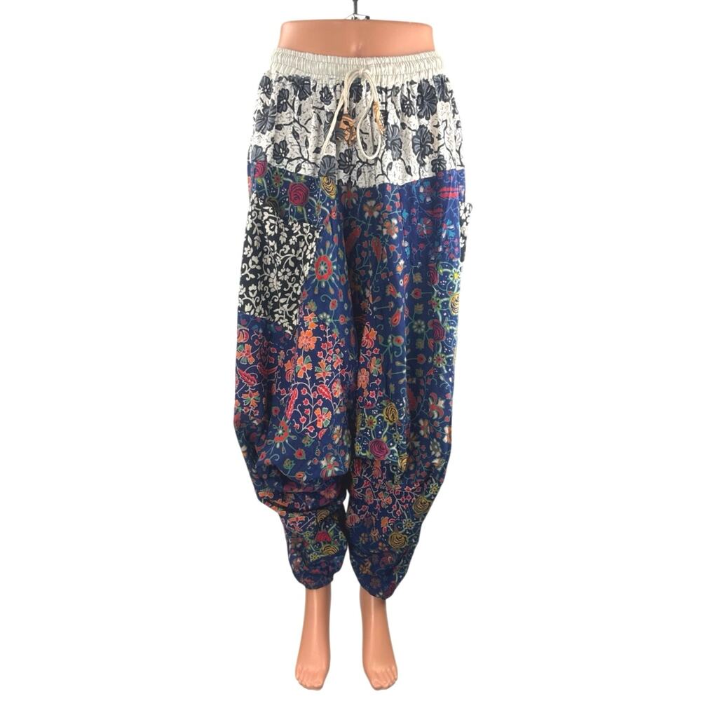Unidiva Women's Multicolor Floral Patchwork Yoga Hippie Boho Harem Pants Size S